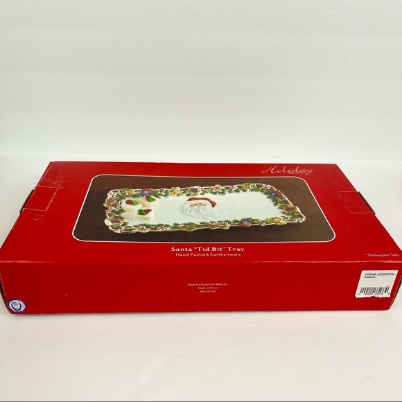 Holiday Home Accents Santa “Tid Bit” Tray Hand Painted Earthenware - Picture 2 of 7